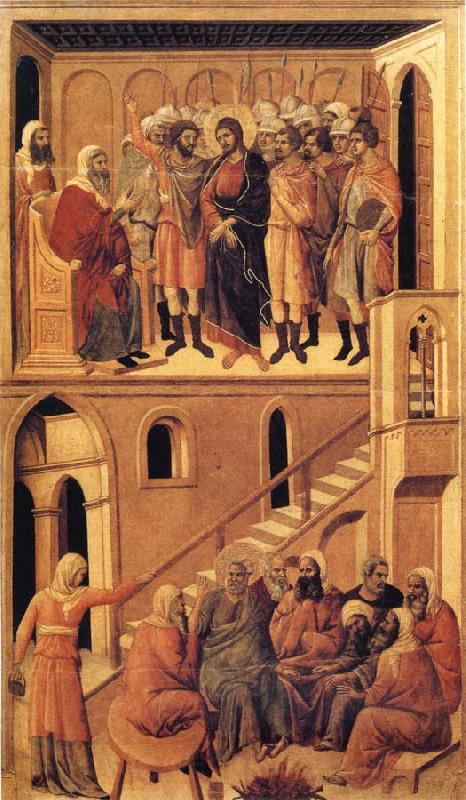 Duccio di Buoninsegna Peter's First Denial of Christ and Christ Before the High Priest Annas Spain oil painting art